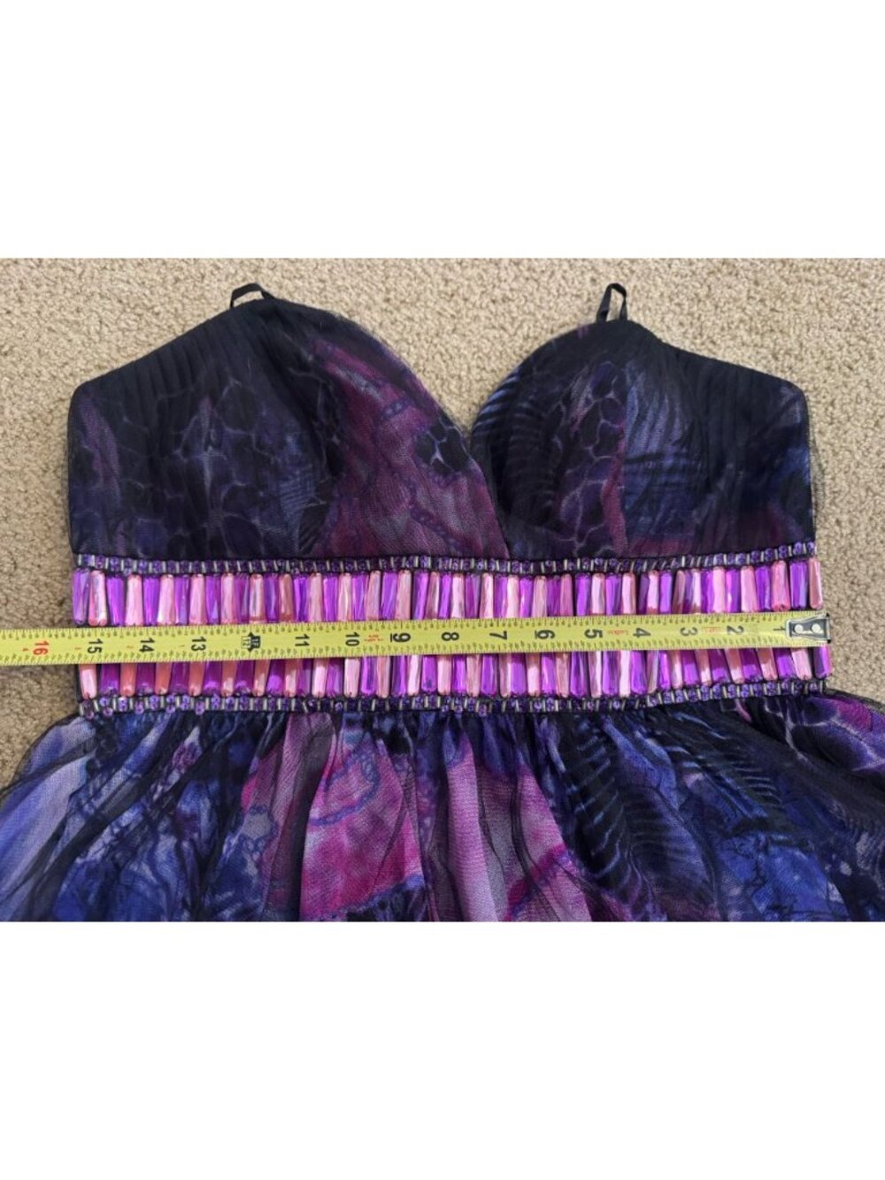 BLUSH PROM Beaded Black Purple Floral Cocktail Dress Party Holiday HOCO LARGE - Picture 8 of 10